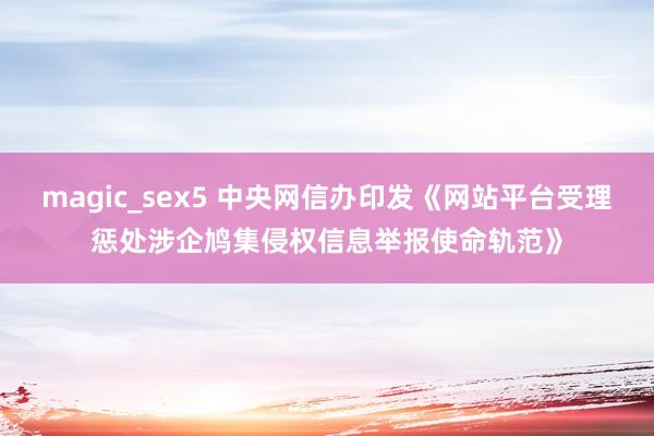 magic_sex5 中央网信办印发《网站平台受理惩处涉企鸠集侵权信息举报使命轨范》
