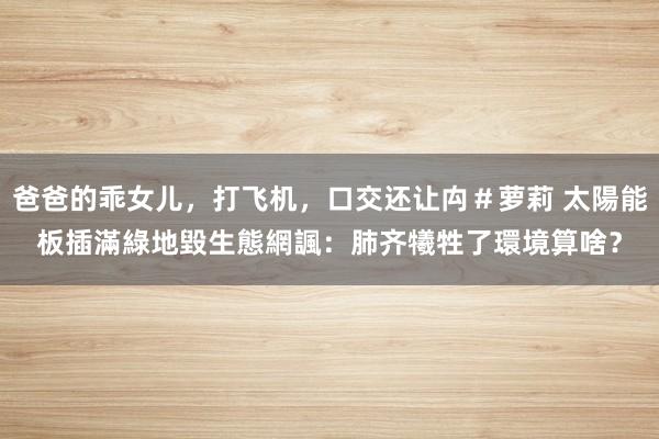 爸爸的乖女儿，打飞机，口交还让禸＃萝莉 太陽能板插滿綠地毀生態　網諷：肺齐犧牲了環境算啥？