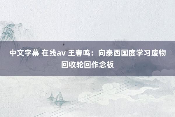 中文字幕 在线av 王春鸣:向泰西国度学习废物回收轮回作念板